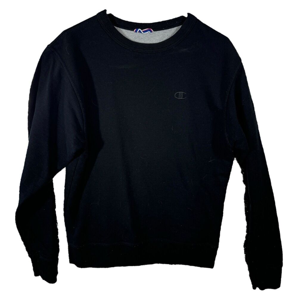 Men's Champion Black Long Sleeve Crewneck Athleticwear Sweater Embroidered Logo
